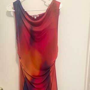 Kathy Ireland Vibrant Red and Orange Maxi Dress